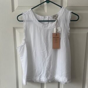 Thread & Supply Frayed Hem White Top